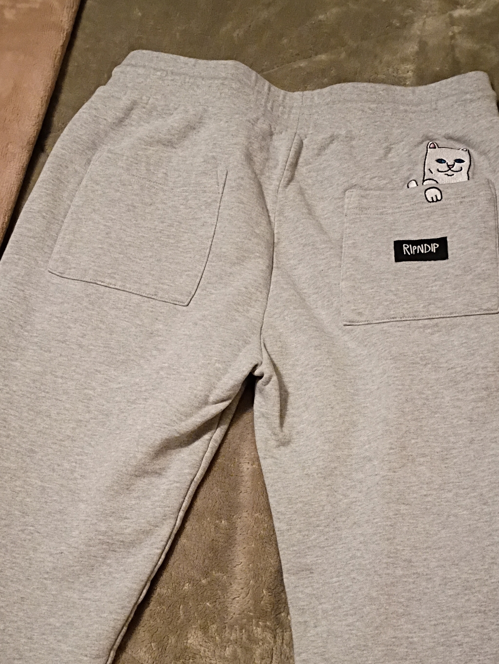 Ripndip  Grey Sweatpants with Pocket Cat Patch